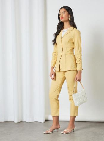 Curved Front Edge Blazer Yellow