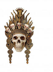 Skull Mask Wall Sculpture White/Red/Gold 2x14x7.5inch