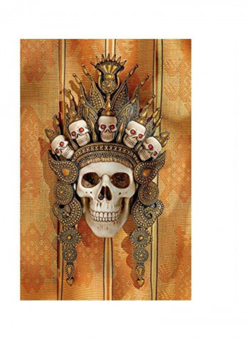 Skull Mask Wall Sculpture White/Red/Gold 2x14x7.5inch