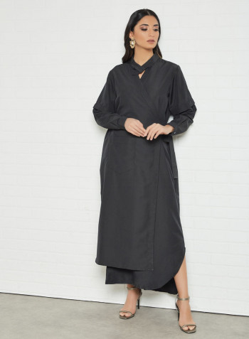 Belted Wrap Dress Black