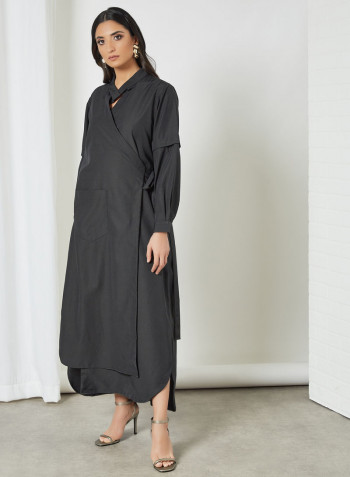 Belted Wrap Dress Black