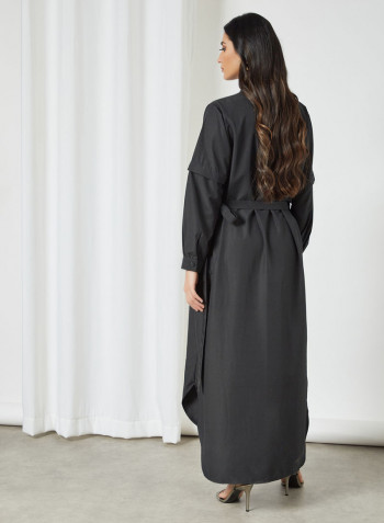 Belted Wrap Dress Black
