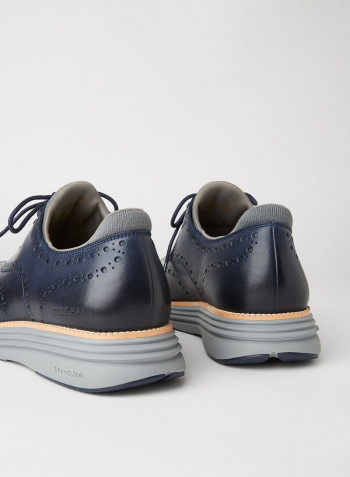 OriginalGrand Ultra Wingtip Oxford Shoes Marine Blue Leathe