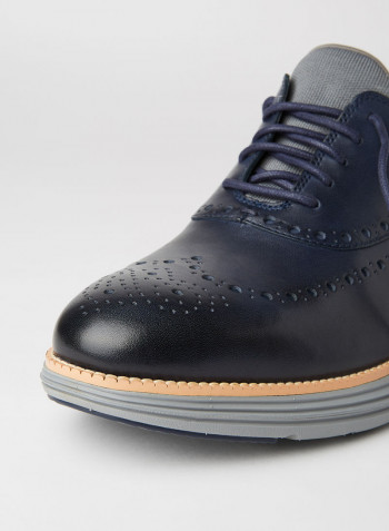 OriginalGrand Ultra Wingtip Oxford Shoes Marine Blue Leathe