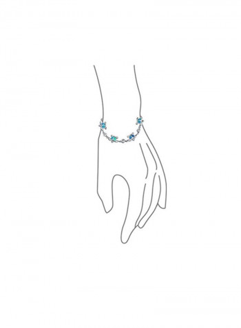 925 Sterling Silver Opal Studded Bracelet Silver/Clear/Blue