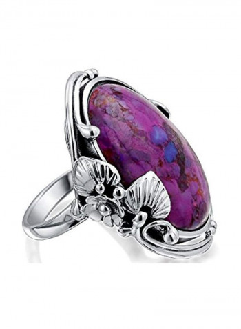 925 Sterling Silver Oval Turquoise Studded Ring