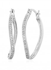 Rhodium Plated 925 Sterling Silver 0.25 Ct Diamond Studded Hoop Earrings reviews Rhodium Plated 925 Sterling Silver 0.25 Ct Diamond Studded Hoop Earrings