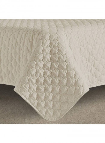 3-Piece Trellis Pattern Coverlet Set Polyester Beige