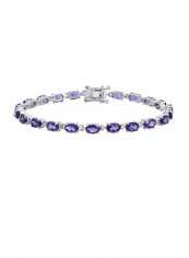 925 Sterling Silver Amethyst Studded Tennis Bracelet