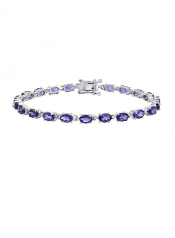 925 Sterling Silver Amethyst Studded Tennis Bracelet
