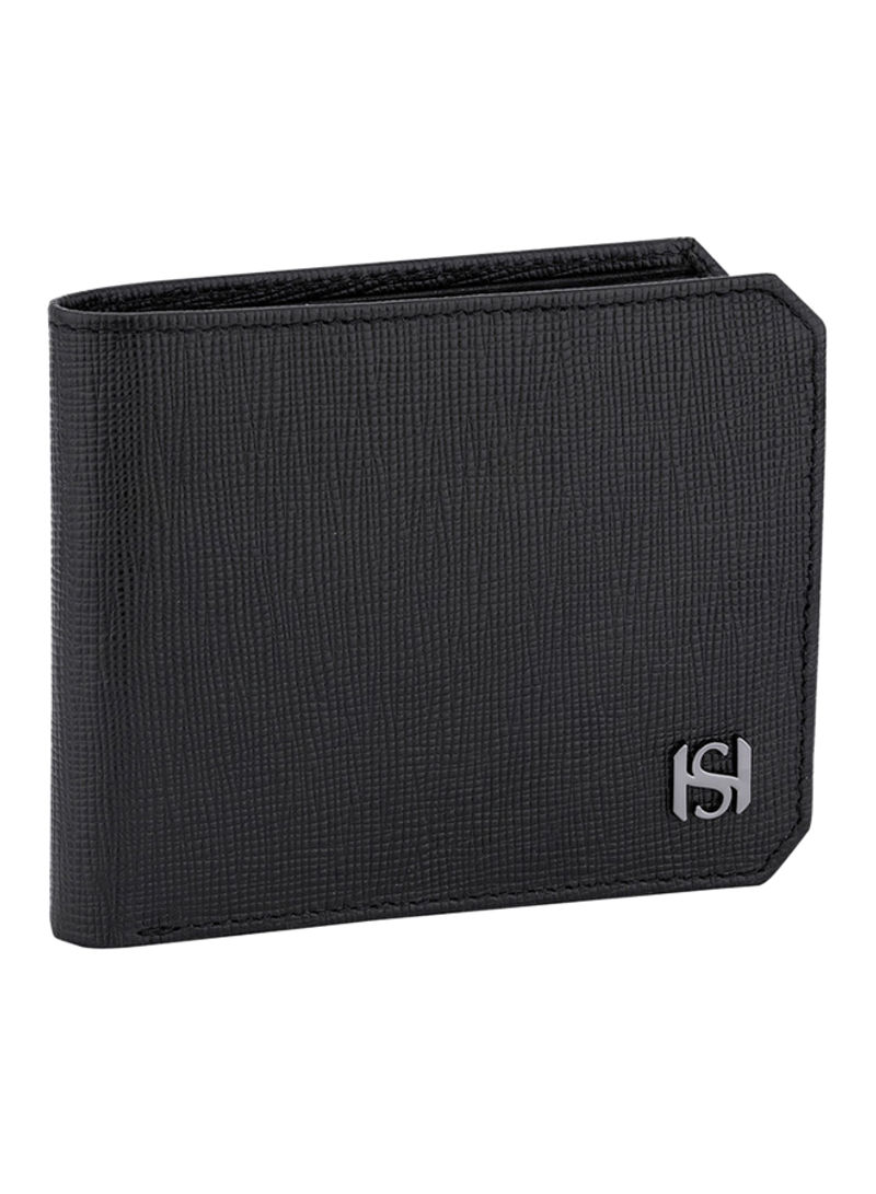 Leather Regular Sized Wallet - H SHL MN32 Black