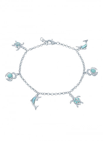 Sterling Silver Larimar Charm Bracelet