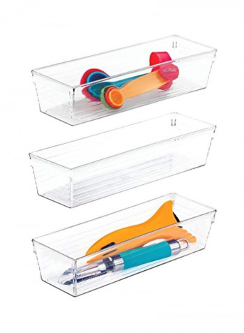 3-Piece Storage Container For Kitchen Gadgets Clear 3x9x2inch