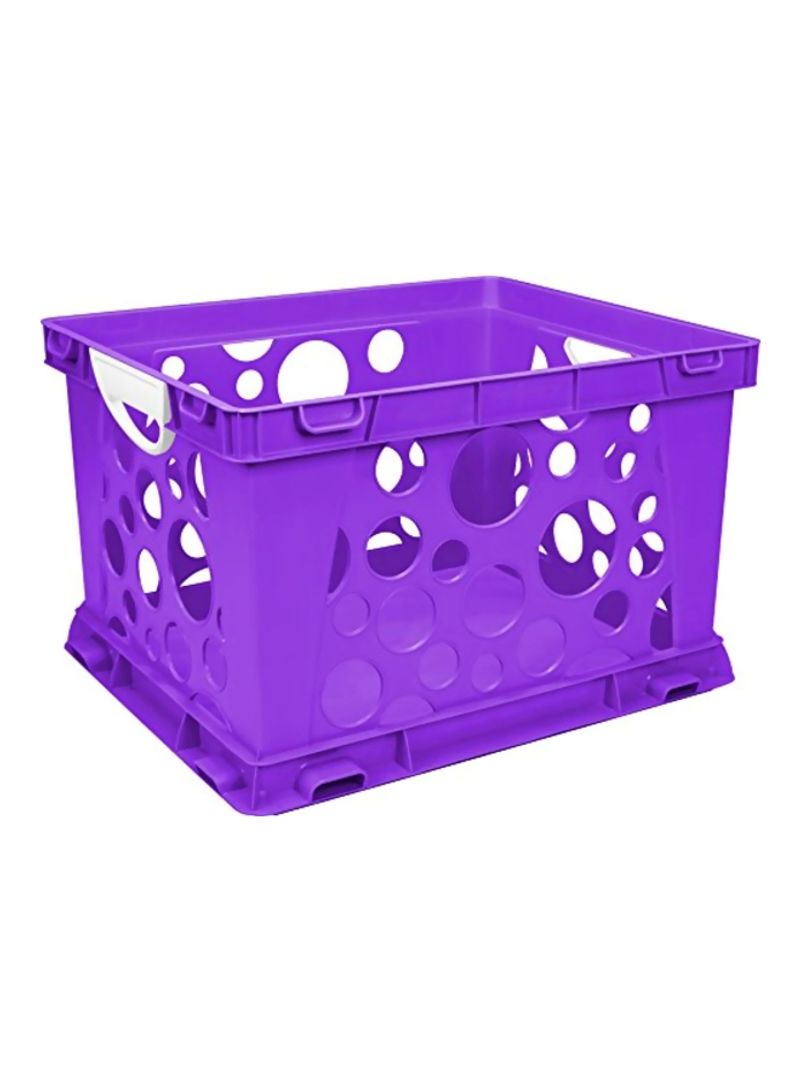 3-Piece Premium File Crate With Handles Purple