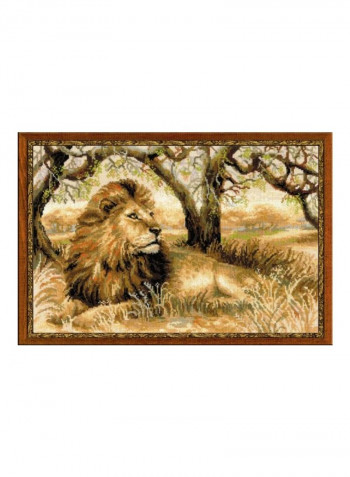 King Of Beasts Counted Cross Stitch Kit Beige/Brown/Green