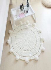 Round Shaped Knitted Floor Mat White 80X80centimeter