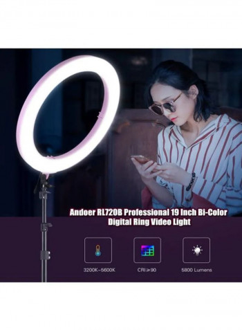 Professional Colour Digital Ring Video Light White/Black