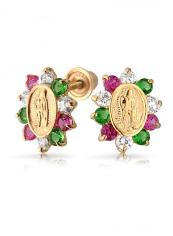 14 Karat Gold Cubic Zirconia Studded Earrings