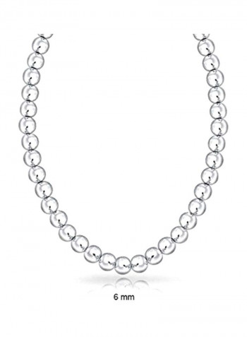 925 Sterling Silver Ball Round Bead Strand Necklace