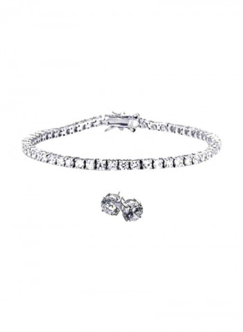 925 Sterling Silver Cubic Zirconia Studded Jewellery Set