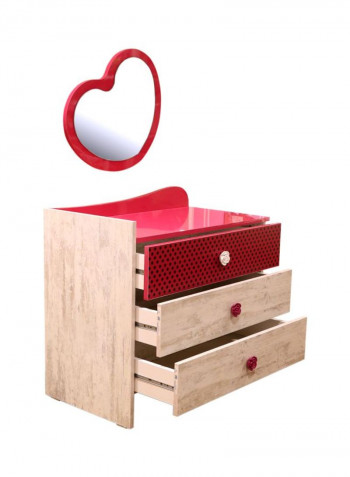 Blossom Dresser With Heart Shape Mirror Beige/Pink 85x47x75cm