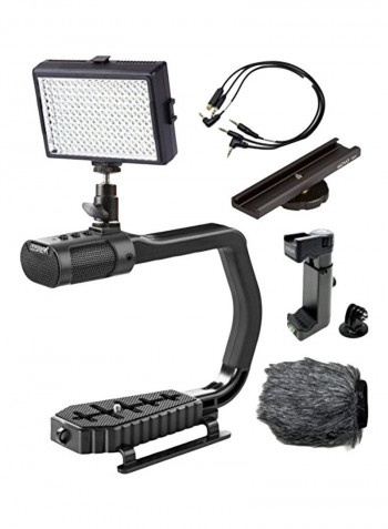 9-Piece Stereo Microphone With Accsessories Kit MicRig+VLL160 Black
