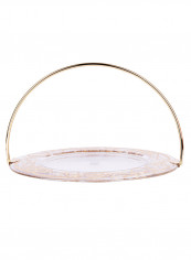 Martingala Round Shaped Handle Cake Stand Gold/Clear 32 x 21.6centimeter