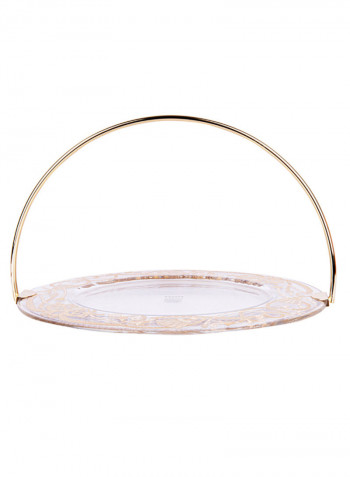 Martingala Round Shaped Handle Cake Stand Gold/Clear 32 x 21.6centimeter