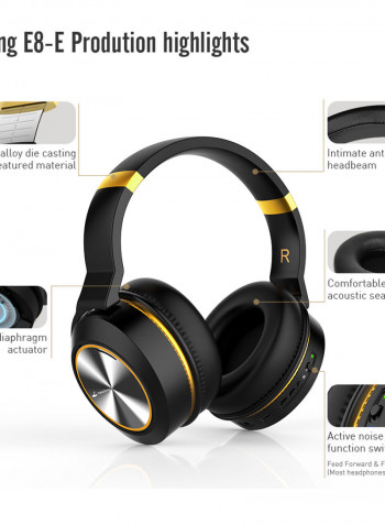 E8 Wireless Stereo Noise Cancelling Over-Ear Headphones Black