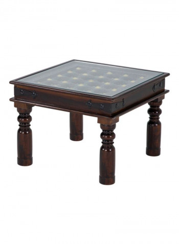 Saki Square End Table Brown/Clear 60x60x45centimeter