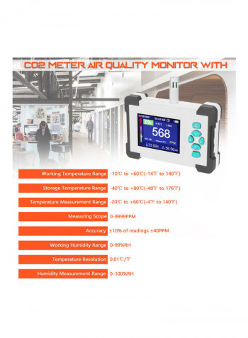 Full Color Display Carbon Dioxide Detector Portable Multicolour 27.00 x 7.20 x 21.50cm