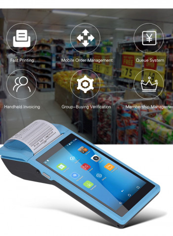 Handheld PDA POS Terminal Wireless Receipt Printer 21.5x8.6x5.3centimeter Blue