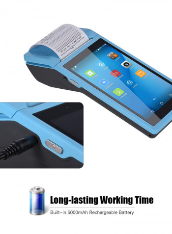 Handheld PDA POS Terminal Wireless Receipt Printer 21.5x8.6x5.3centimeter Blue