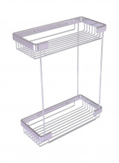 Double Tier Shower Basket Silver 10.5x10.5x12inch