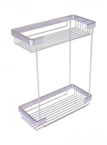 Double Tier Shower Basket Silver 10.5x10.5x12inch