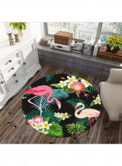 Rug Simple Floral Print Bedroom Round Durable Rug Multicolour 180x180cm