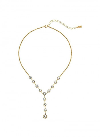 14 Karat Gold-Dipped Swarovski Crystal Studded Y Shaped Necklace