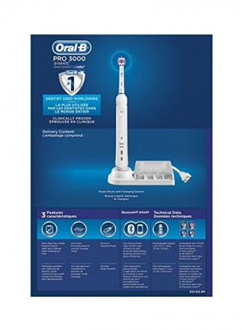 3000 3D Electric Toothbrush with Charger White