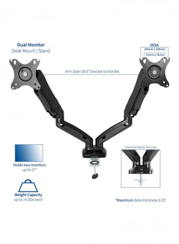Dual Arm Monitor Desk Mount Black