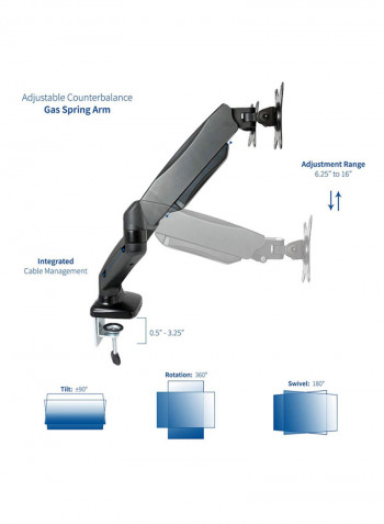 Dual Arm Monitor Desk Mount Black