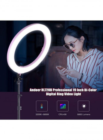 Professional Colour Digital Ring Video Light Black