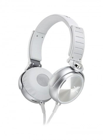 Wired On-Ear Headphones With Mic White/Silver