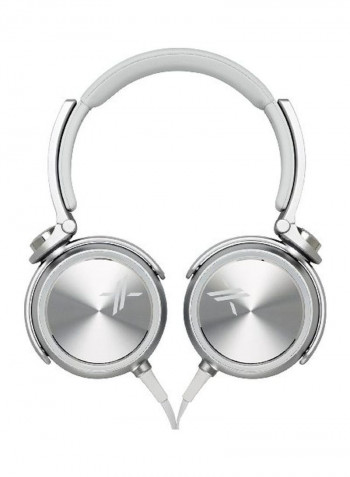 Wired On-Ear Headphones With Mic White/Silver
