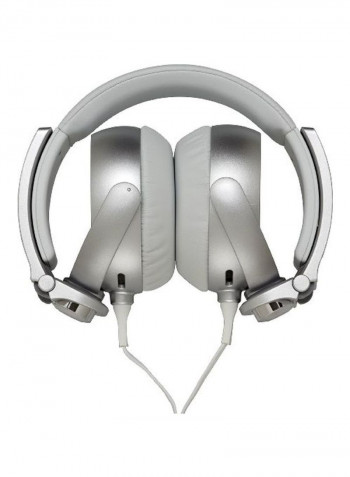 Wired On-Ear Headphones With Mic White/Silver