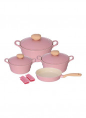 9-Piece Retro Cookware Set Baby Pink 50x24.6x30.2cm