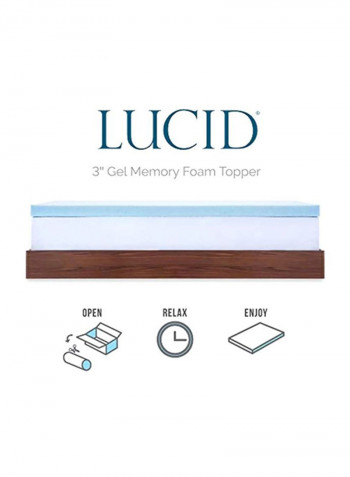 Gel Memory Foam Mattress Topper Foam Blue 38x75x3inch