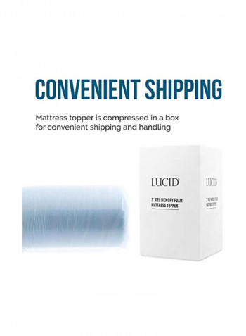 Gel Memory Foam Mattress Topper Foam Blue 38x75x3inch
