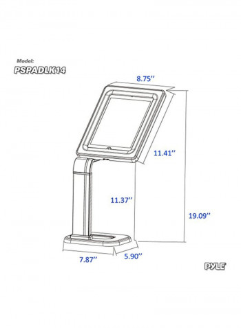 Table Mounted Tablet Case Holder Silver/Black