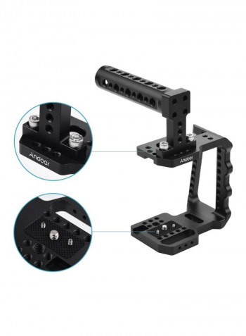 Video Camera Aluminum Alloy Cage With Hand Grip Black
