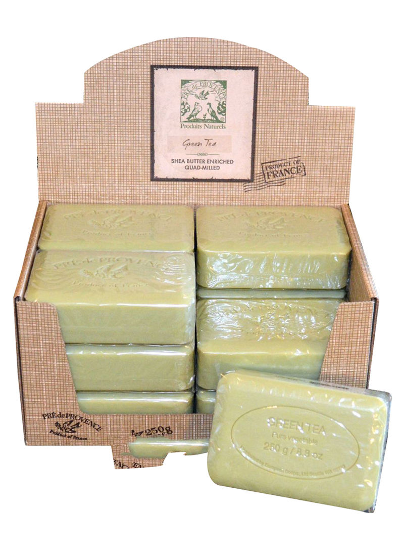 12-Piece Green Tea Shea Butter Enriched Soap Set Green 12 x 250g